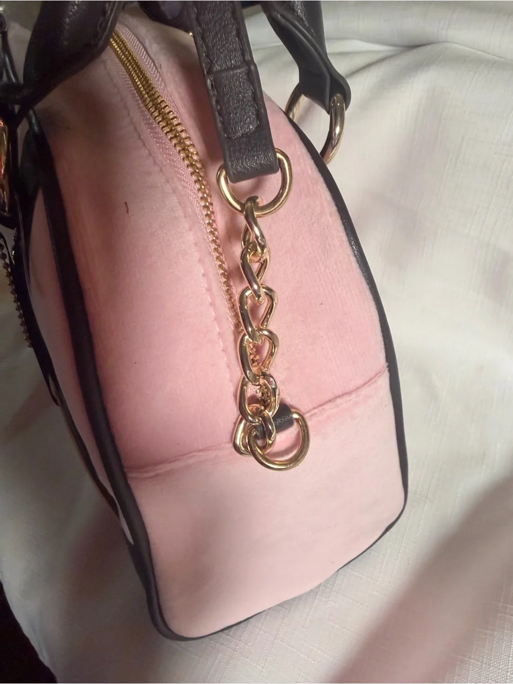 Juicy Couture Retro Chic Bowler Style Purse in Flamingo/Chocolate NEW